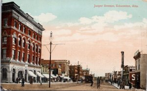 Edmonton Jasper Avenue Alberta AB Street Scene Bank of Nova Scotia Postcard H58