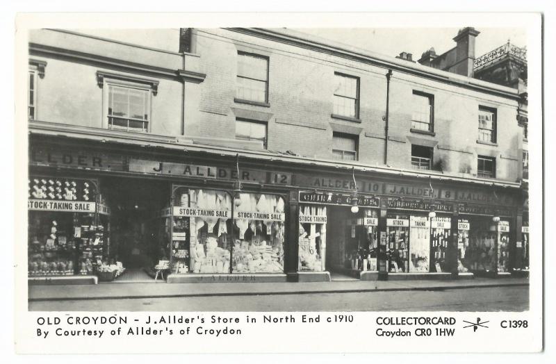 Pamlin C1398 Old Croydon RP PPC, J Allder's Store In North End c 1910