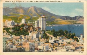 California San Francisco Russian Hill Skyline Plitz 1938 Postcard linen 22-11756