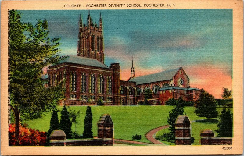 Vtg 1930s Rochester Divinity School Colgate Rochester New York NY Linen Postcard