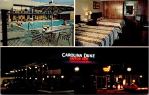 Vtg Durham NC North Carolina Duke Motor Inn Motel Chrome View Roadside Postcard