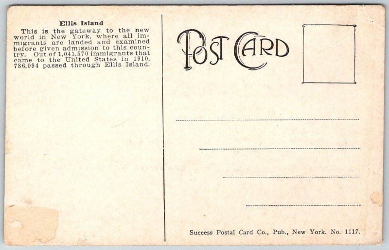 New York City NY c1910 Postcard Ellis Island