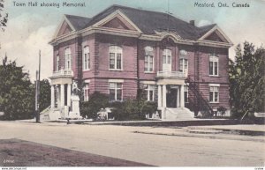 MEAFORD , Ontario , Canada , 1910 , Town Hall Showing Memorial