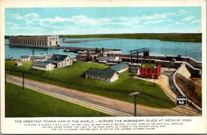 Postcard Power Dam Across The Mississippi River at Keokuk, Iowa