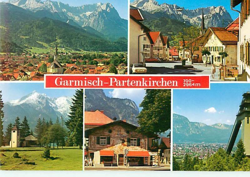 Garmisch Partenkirchen Floriansbrunnen Wettersteingebirge   Postcard  # 8218