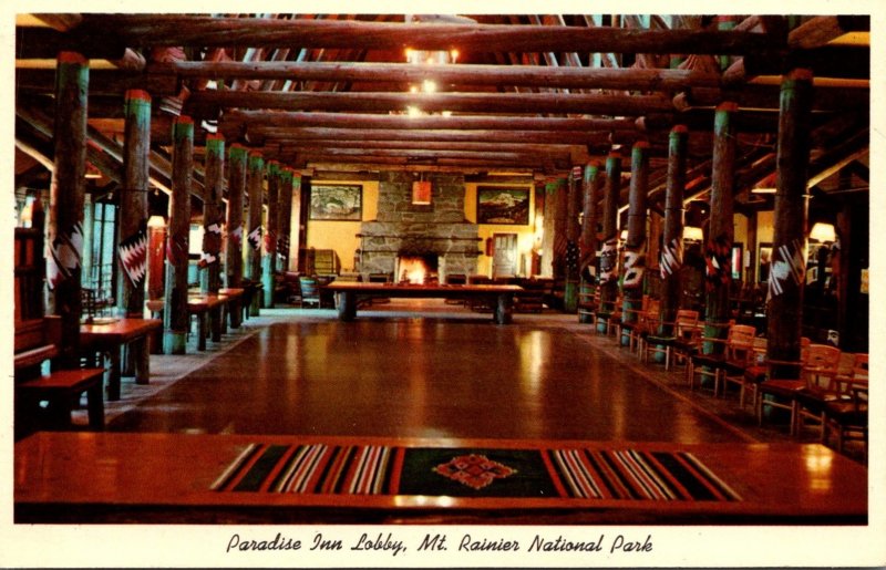 Washington Mt Rainier National Park Paradise Inn Lobby 1962