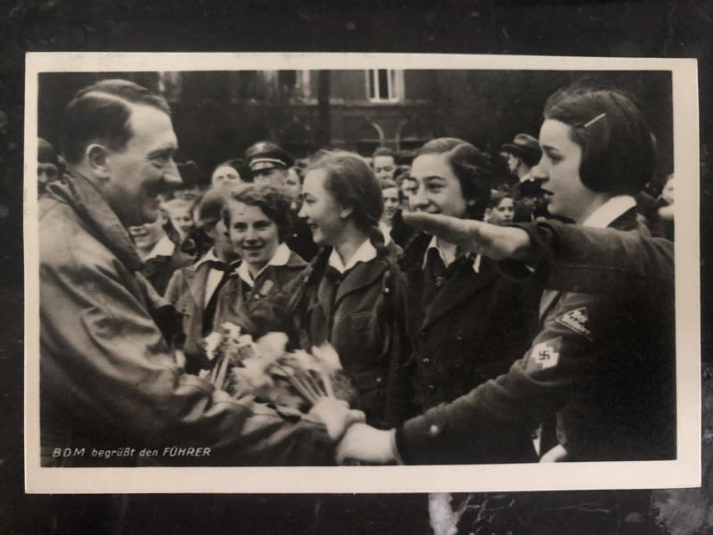 1943 Vienna Germany RPPC Postcard cover BDM welcomes the leader