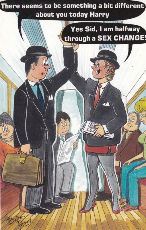 Tube Train Sex Change Swop Railway Carriage 1970s Bamforth Comic Humour Postcard