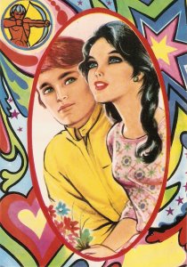 Signs of the Zodiac. Sagitarium Young couple  Nice modern Spanish postcard