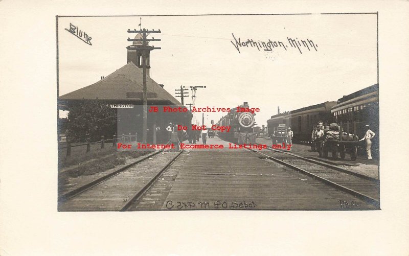 Depot, Minnesota, Worthington,RPPC,Chicago St Louis Minneapolis & Omaha Railroad