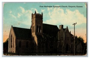 1918 Postcard First Methodist Episcopal Emporia KS Vintage Standard View Card