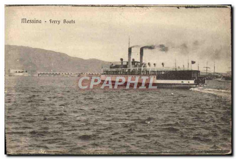 Old Postcard Messina Ferry Boats Boat