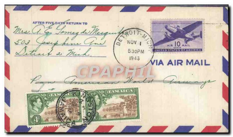 Letter United States Flight Detroit to Jamaica January 11, 1946