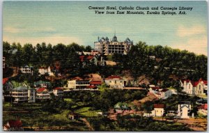 Present Hotel Catholic Church Carnegie Library Eureka Springs Arkansas Postcard