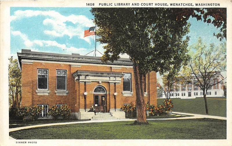 G33/ Wenatchee Washington Postcard c1920 Public Library Court House