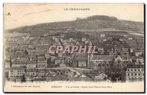Old Postcard Epernay General view Eglise Saint Pierre Saint Paul