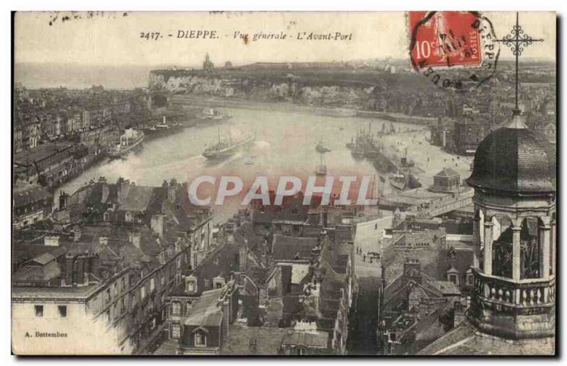 Dieppe Old Postcard General view L & # 39avant harbor