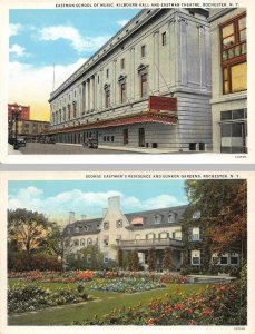 2~Postcards  Rochester, NY New York  EASTMAN MUSIC SHCOOL~THEATER & HOME~GARDEN