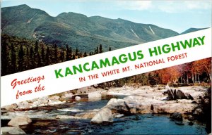 Greetings From Kancamagus Hwy White Mt National Forest Dual View Postcard UNP 