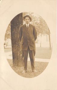 Man Posing~Harry (Curly) Griffith Pap's Roommate in Portland Oregon~c1915 RPPC