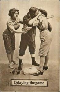 Baseball Romance Love Triangle Delaying the Game - c1910 