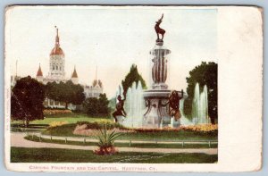 Pre-1906 CORNING FOUNTAIN STATE CAPITOL HARTFORD CONNECTICUT CT ANTIQUE POSTCARD