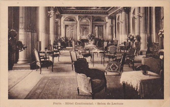 France Paris Hotel Continental Salon de Lecture 1929