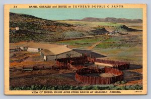 J96/ Seligman Arizona Postcard Linen Tovrea's Double O Ranch Steer 504