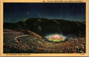 Vtg 1930s The Hollywood Bowl Symphony Under The Stars California CA Postcard