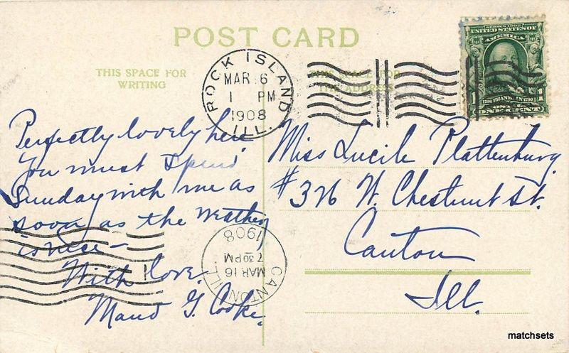 1908 ROCK ISLAND ILLINOIS High School Putnam postcard 843