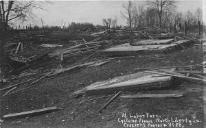 H47/ North Liberty Iowa RPPC Postcard c1910 Lobar Farm Cyclone Disaster