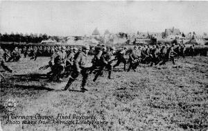 German Charge Attack Fixed Bayonets Army Military World War I postcard