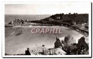 Old Postcard Perros Guirec Tresirignel Beach and Pointe du Chateau