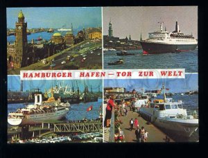 210137 GERMANY Hamburg port ships photo collage old postcard