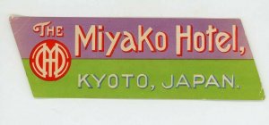 1920s The Miyako Hotel Luggage Label Vintage Original Kyoto Japan Tourist 