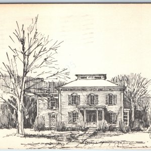 c1970s Mt. Pleasant, IA Harlan Home Sketched Art Postcard Wm. J Wagner Vtg A262