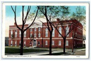 c1920 Masonic Temple Exterior Building Mitchell South Dakota SD Vintage Postcard