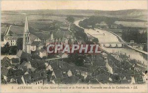 Old Postcard Auxerre Saint-Germain Church and the Bridge Tournelle seen from ...