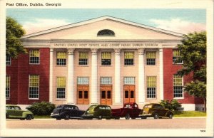 Linen Postcard United States Post Office Building in Dublin, Georgia