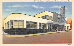 Greyhound Bus Station & Restaurant Atlanta Georgia linen postcard