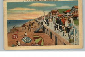 Virginia Beach VA Boardwalk Scene Postcard