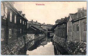 VASTERÅS, SWEDEN   Canal and Homes  ca 1910s  Postcard