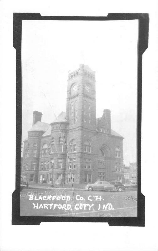 Hartford City Indiana Blackford Court House Real Photo Antique Postcard K101370