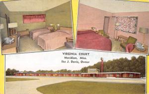 Meridian Mississippi Virginia Court Multiview Antique Postcard K69177