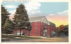 Clifton Springs New York Municipal Building Street View Antique Postcard K82400