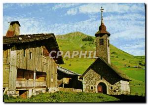 Postcard Modern Cottage and Chapel Mountain Grand Bornand Le Chinaillon the c...