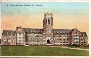 Postcard ON London St. Peter's Roman Catholic Seminary Old Cars 1920s S99