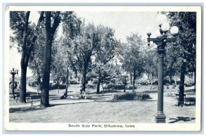 c1920 South Side Park Exterior Benches Ottumwa Iowa IA Vintage Antique Postcard