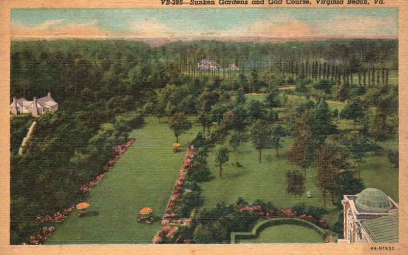 Vintage Postcard 1977 Sunken Gardens and Golf Course Virginia Beach VA Nature