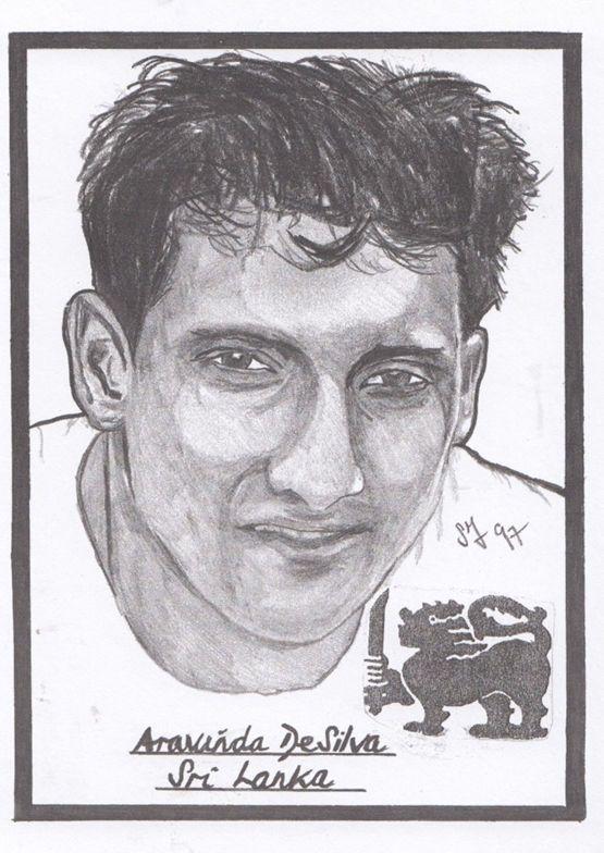 Aravinda De Silva Sri Lanka Cricket Artist Drawing Limited Edn of 500 Postcard